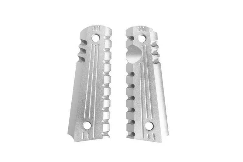 Aluminum Grip Covers  for Colt 1911 Pistols - silver
