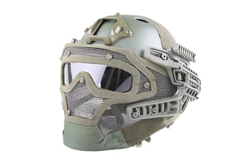 Réplica de casco FAST PJ G4 System con pantalla facial - Verde oliva