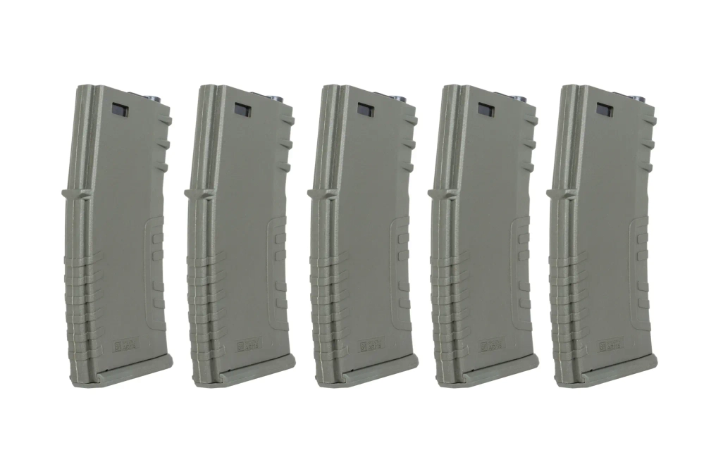 Set of 5 polymer mid-cap 120 ball magazines Specna Arms Olive