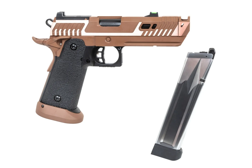 ASG SRC Sahara Viper DUAL POWER pistool met draagtas en groen gasmagazijn Vlakke donkere aarde