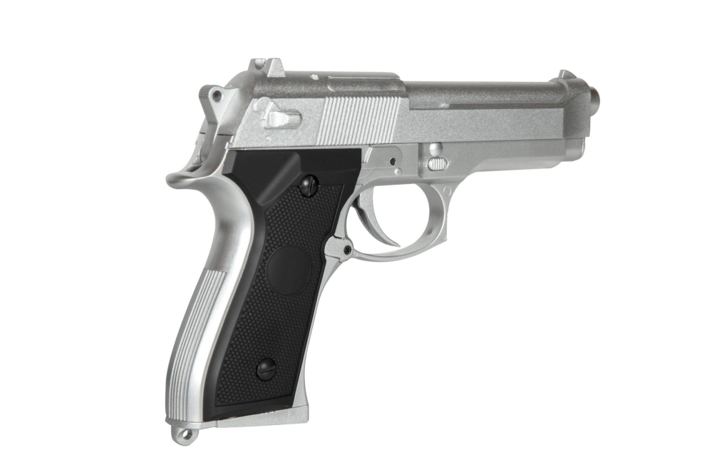 CM126 Silver electric pistol replica (with battery)