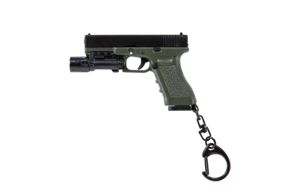 Wosport sleutelhanger pistool met zaklamp Olijf