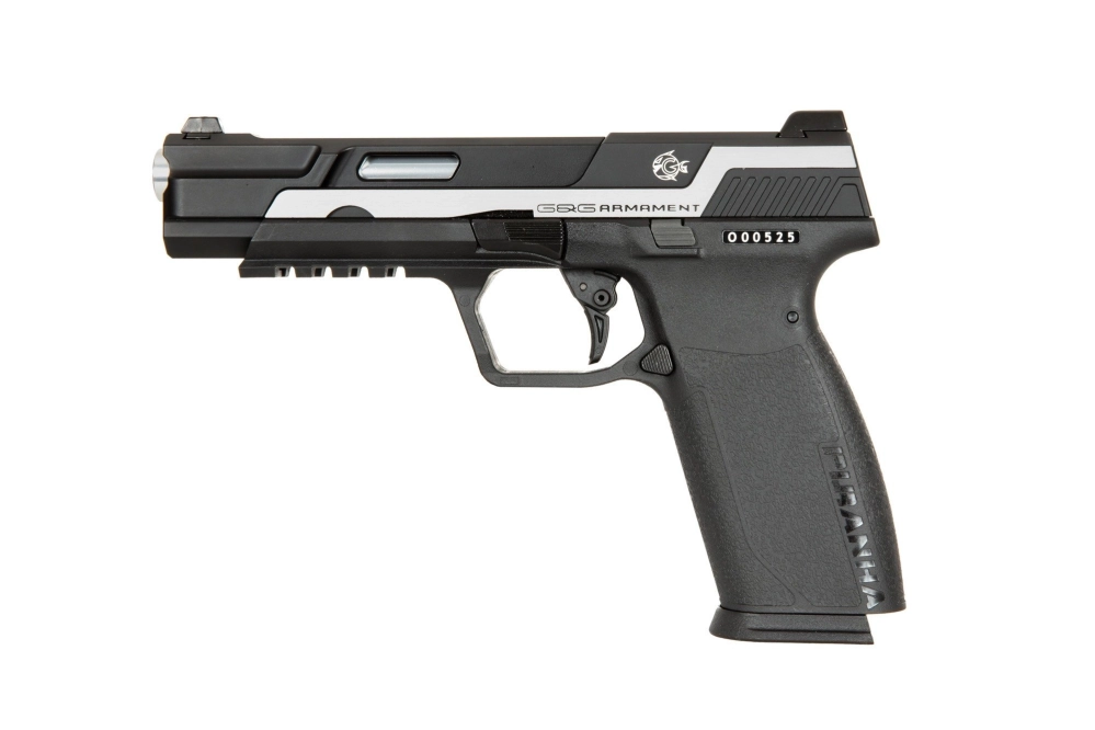Replika pistoletu Piranha MK I - srebrna