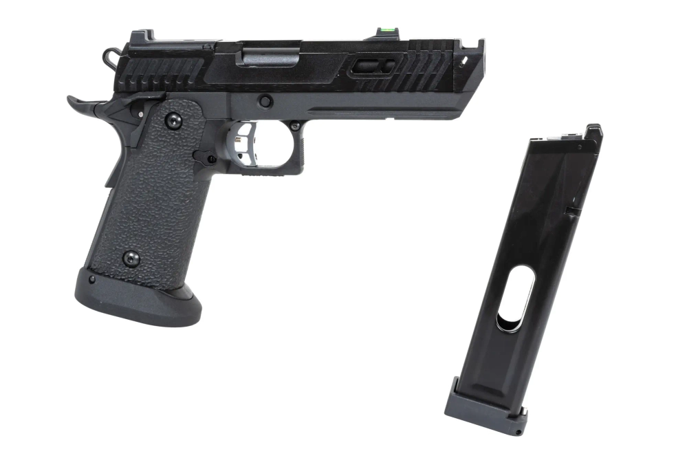Pistola airsoft SRC Dark Viper DUAL POWER con funda de transporte y cargador de CO2 Negro 