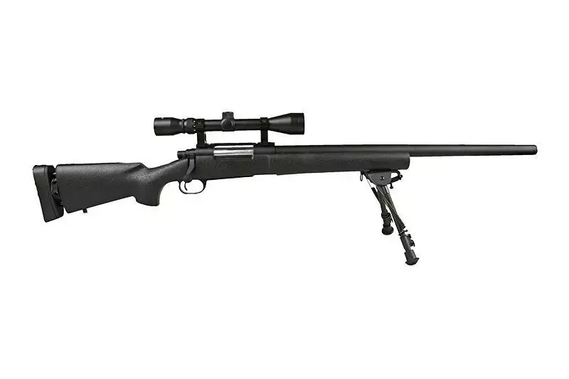 Fusil de airsoft rifle de francotirador SW-04 (con mira y bípode) - negro