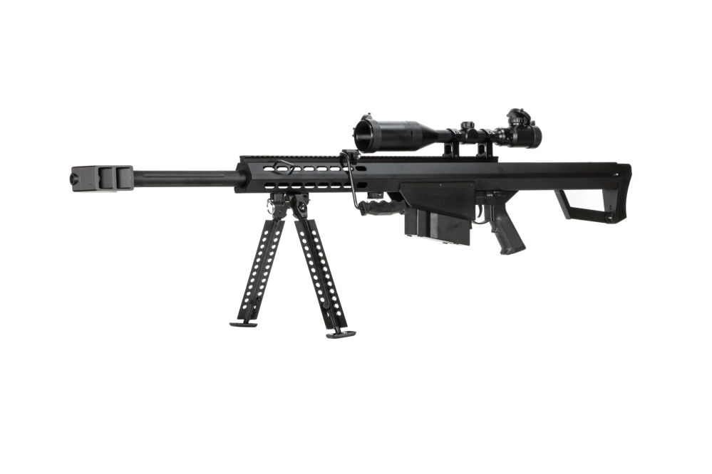 Rifle replica Barret® M82A1 CQB with scope and bipod - black