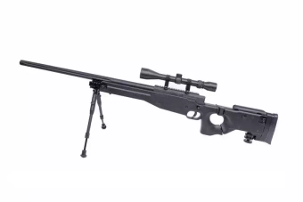 Francotirador de airsoft Well MB08A con mira y bípode Negro