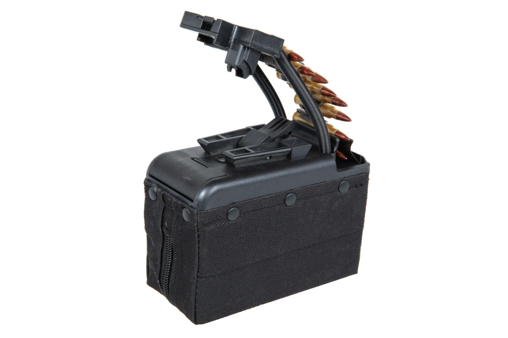 Cargador A&amp;K de caja eléctrica para 2.000 cartuchos para réplicas tipo M249 con munición de imitación Negro