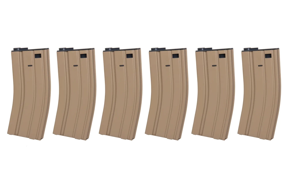 Sada 6 zásobníků SRC Low-Cap pro airsoftové zbraně M4 na 70 nábojů TAN