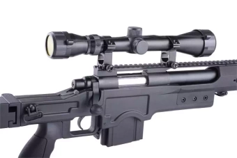 Airsoftová odstřelovací puška MB4412D - s optikou a dvojnožkou - černá