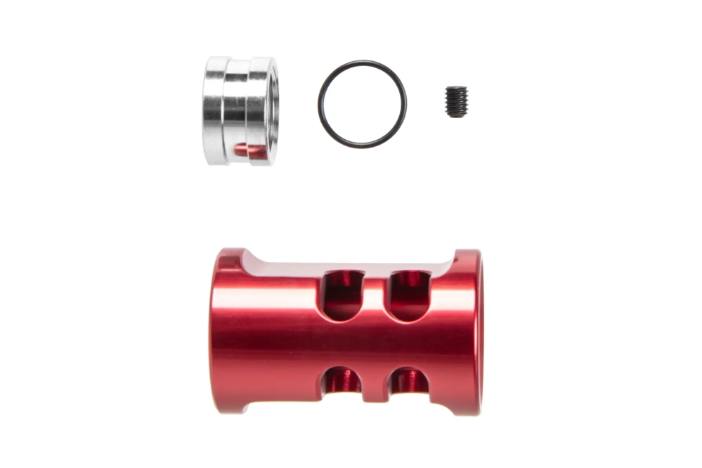 Kompensator typu A TTI Airsoft do replik AAP01 14mm CCW Czerwony