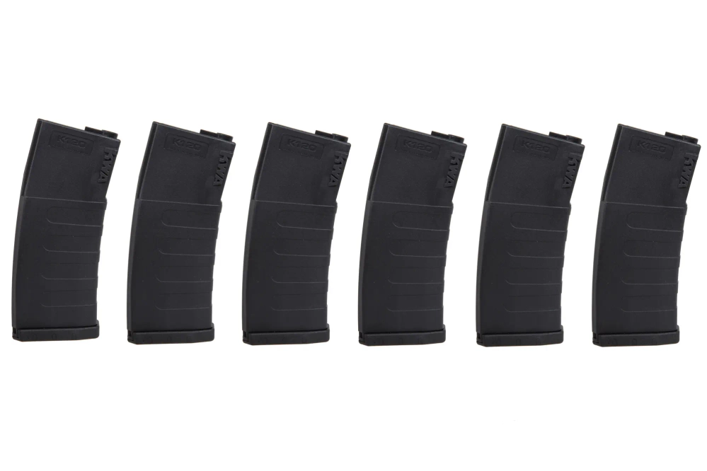 Juego de 6 cargadores KWA mid-cap para 120 bolas para réplicas M4/M16 Negro