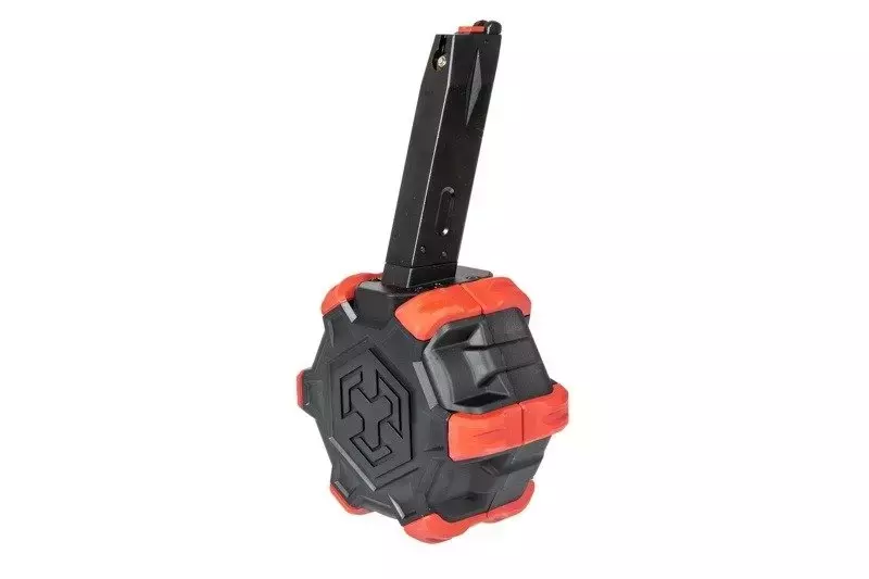 350rd Green Gas Drum Magazine for Beretta / MB replicas - black-red