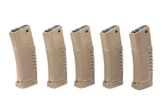 Sada 5 zásobníků PMG, Hi-cap 300 BB pro M4/M16 - dark earth