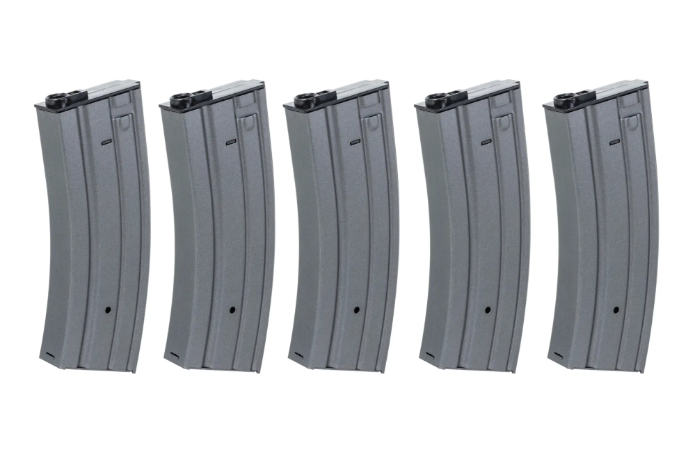 Zestaw 5 sztuk metalowych magazynków mid-cap 120 kulek Specna Arms Szary