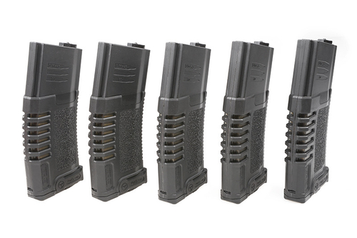 Zestaw 5 magazynków mid-cap PMG 140 kulek do do replik typu M4/M16 - czarny