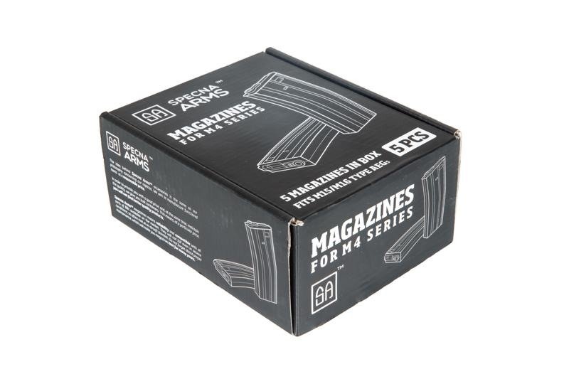 Set of 5 Mid-Cap 140 BB Magazines for M4/M16 - Grey