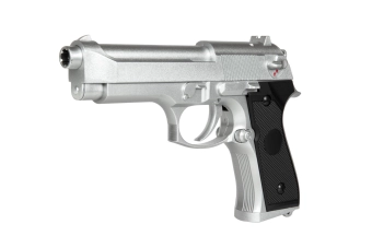 CM126 Zilver elektrisch pistool replica (met batterij)
