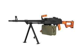 Ametralladora de airsoft AK-PK con elementos de madera