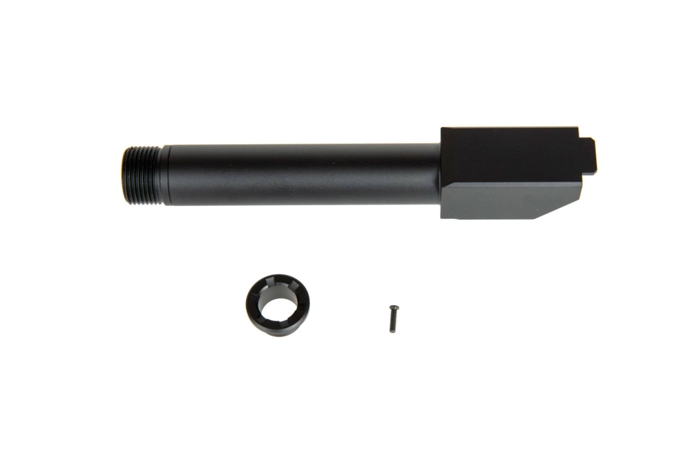 Canon externe 2 Voies Fixes" Non-Recoiling pour répliques Umarex Glock 19X - Noir "