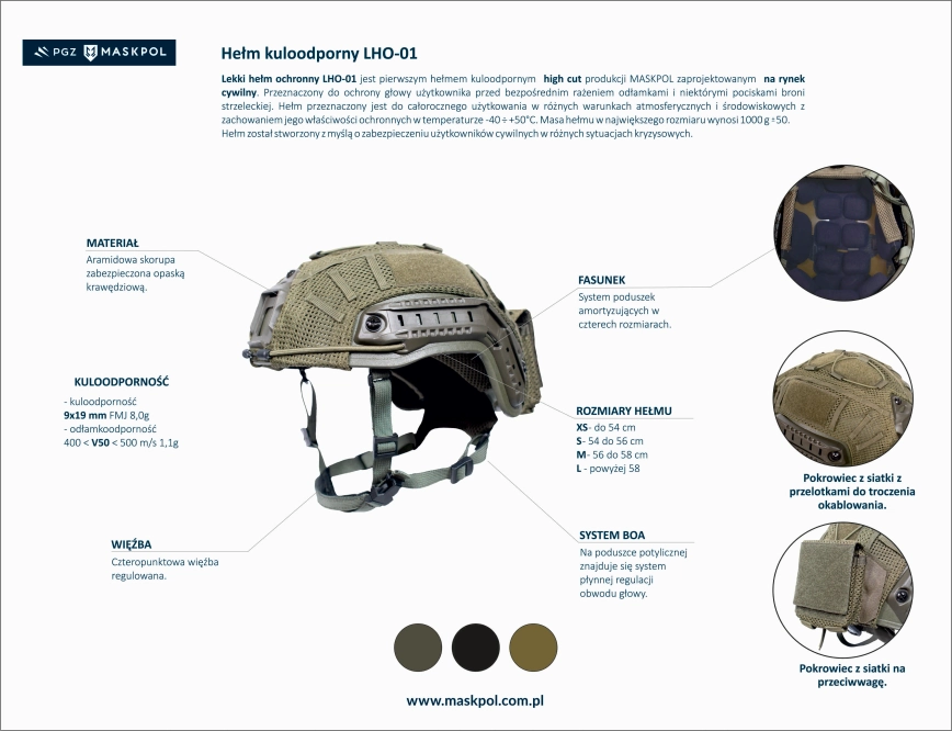 Balistická přilba Maskpol LHO-01 Olive