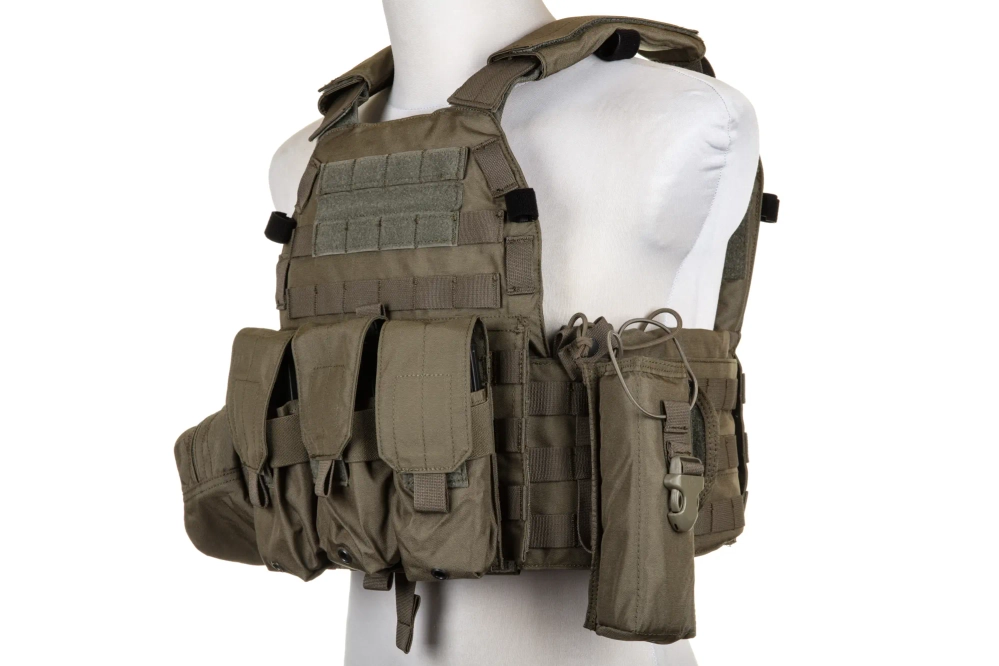 Emerson Gear 6094A Style Plate Carrier waistcoat with Ranger Green cargo kit