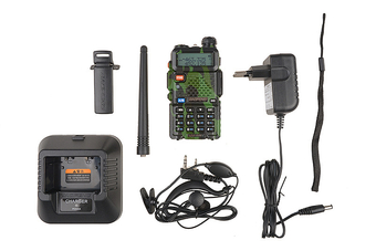 Ręczna, dwukanałowa radiostacja Baofeng UV-5R - krótka bateria (VHF / UHF) - camo