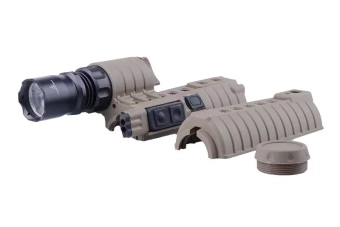 Grip avant avec torche M500A pour répliques type M4 - tan