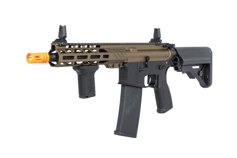 Karabinek ASG Specna Arms RRA SA-E25 HAL ETU™ Chaos Bronze z pomarańczowym urządzeniem wylotowym