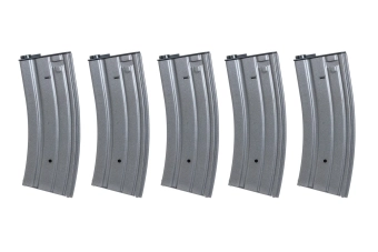 Set of 5 real-cap 30-ball metal magazines Specna Arms Grey