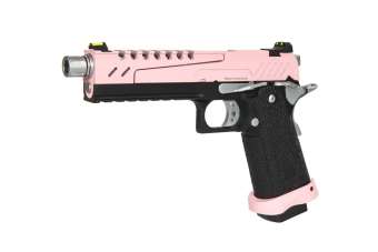 Pistola de airsoft Hi-capa 5.1 Split Slide - Rosa / Negro / Cromo