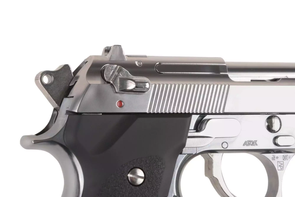 Replika pistole M92F - chromová nerezová