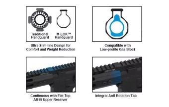 Front Super Slim Free Float AR15 15" M-LOK - noir