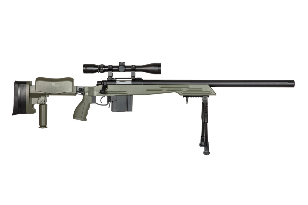 Airsoftová odstřelovací puška MB4413D - olivově zelená