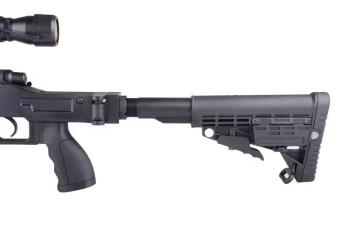 Francotirador de airsoft MB4412D - con mira y bípode - negro