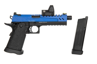 Réplique de pistolet Hi-capa 5.1 Split Slide – bleu/noir (avec viseur BDS) 