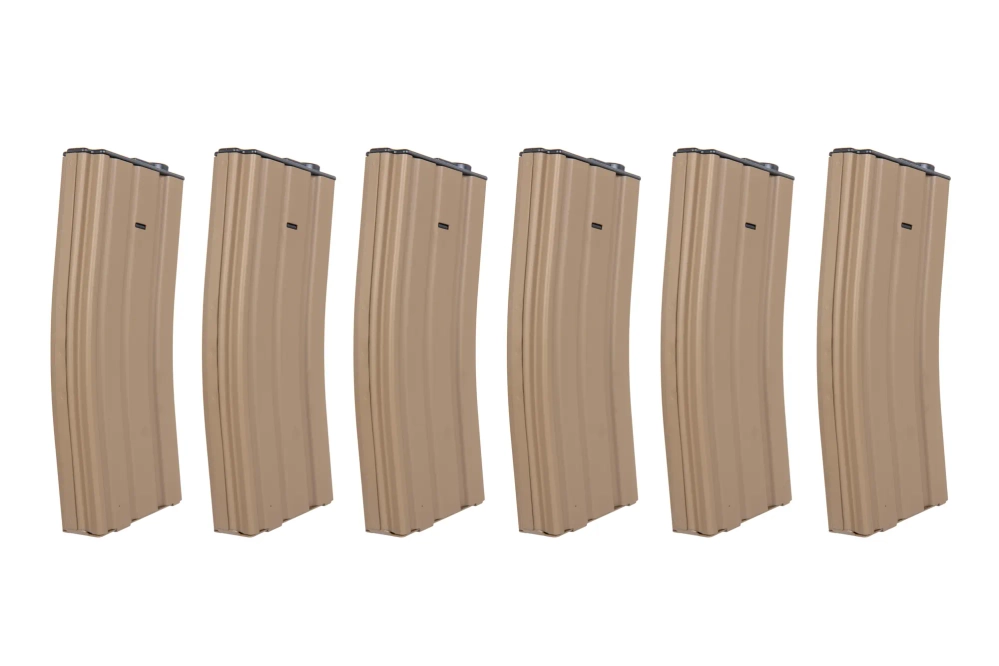 Set van 6 SRC Low-Cap magazijnen voor M4 replica's voor 70 patronen TAN