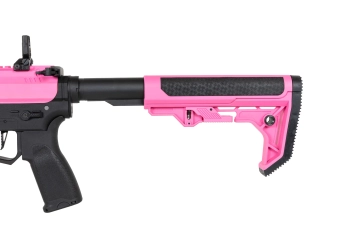 airsoft Specna Arms SA-FX02 FLEX™ HAL ETU Pistola subfusil rosa con dispositivo de descarga naranja