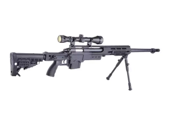 Francotirador de airsoft MB4412D - con mira y bípode - negro