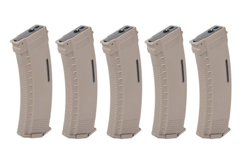 Zestaw 5 magazynków Mid-Cap 130/30 kulek Arcturus EMM AK MOD1 Variable-Cap Windowed do replik AK Flat Dark Earth