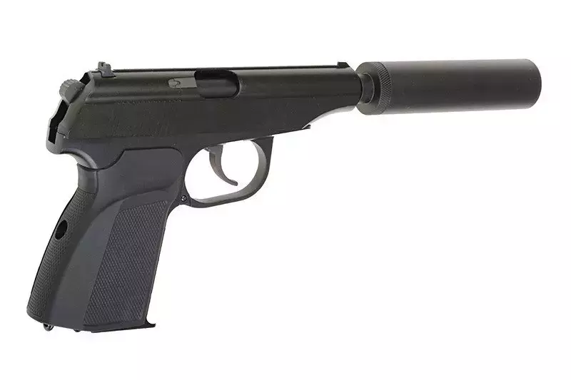 Pistola de airsoft MK con silenciador - negro