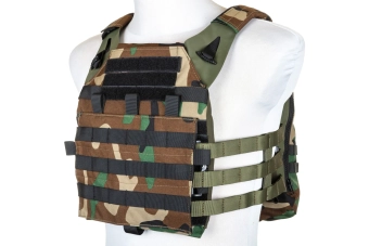 Specna Arms Gilet de type plate carrier tactique avec panneau d'assaut Woodland