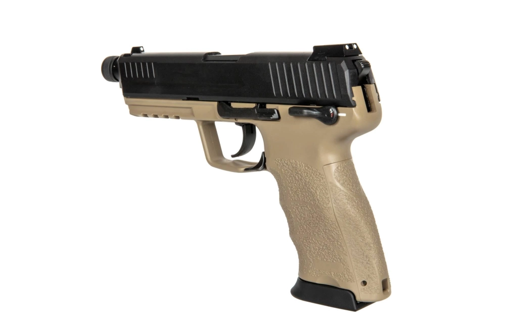 Replika pistoletu TM45 Tactical z tłumikiem - Tan