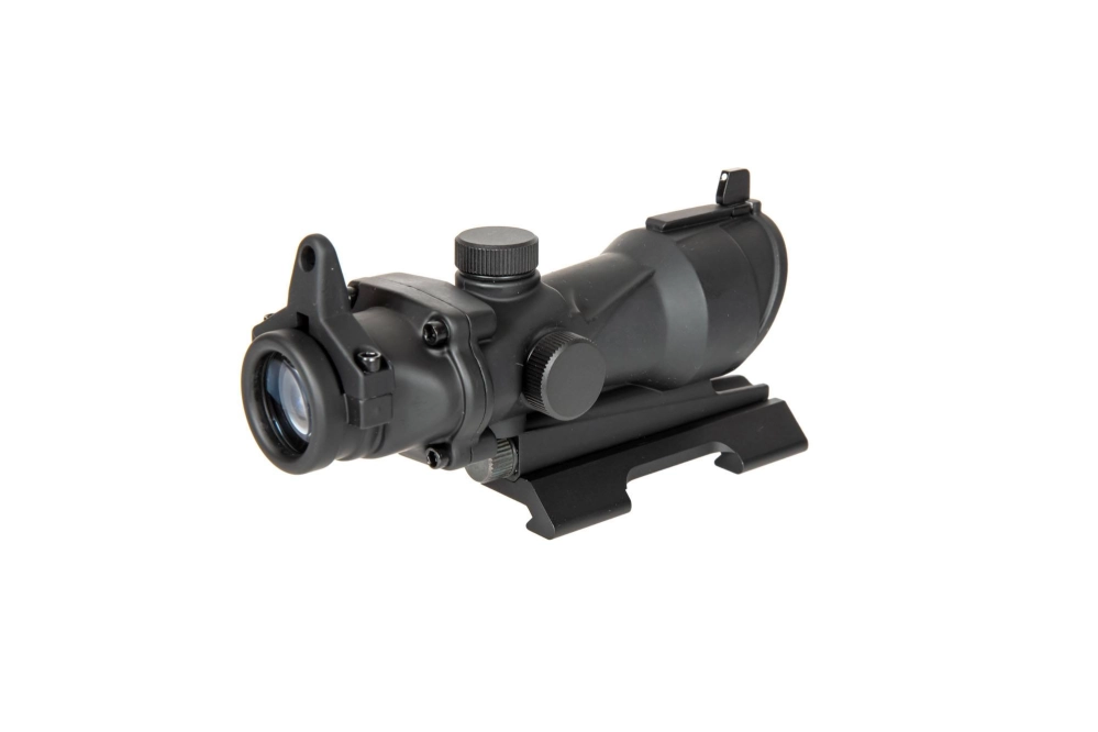 Replika lunety ACOG Style 4x32 z osłoną Killflash, podświetleniem i montażem QD V2 - czarna