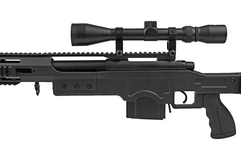 Fusil airsoft fusil de sniper MB4411D - avec lunette et bipied - noir