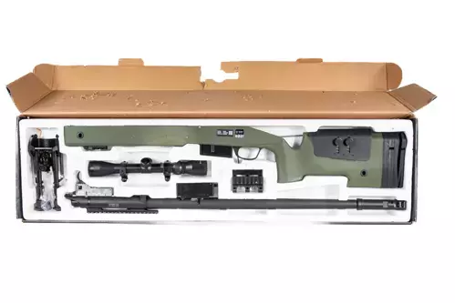 Replika karabinu wyborowego SA-S03 CORE™ High Velocity z lunetą i dwójnogiem - oliwkowa(OUTLET)