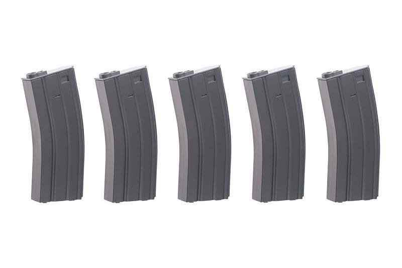 Set of 5 Mid-Cap 70 BB Magazines for M4/M16 Replicas - Grey