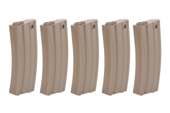 Juego de 5 cargadores Mid-Cap SRC para AR/M4 para 140 perdigones Tan + speedloader