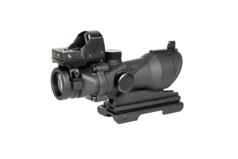 Airsoftová zbraň puškohled ACOG Style 4x32 s kolimátor Mini Red Dot - černý