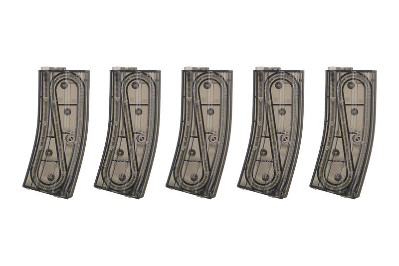 Zestaw 5 transparentnych magazynków Mid-Cap 140 kulek 